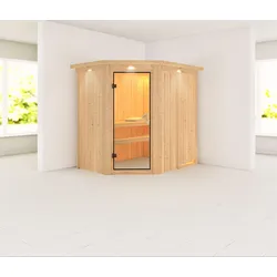 Karibu Sauna Carin-ohne Ofen-Inkl. Dachkranz