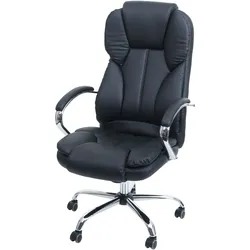 Profi-Bürostuhl Kansas XXL Chefsessel Drehstuhl US-Version, 150kg belastbar, Kunstleder ~ schwarz