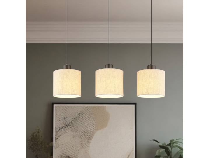 Suspension Thea Type A 18 x 180 x 74cm Beige/Noir Lin LED non-remplaçables Module LED