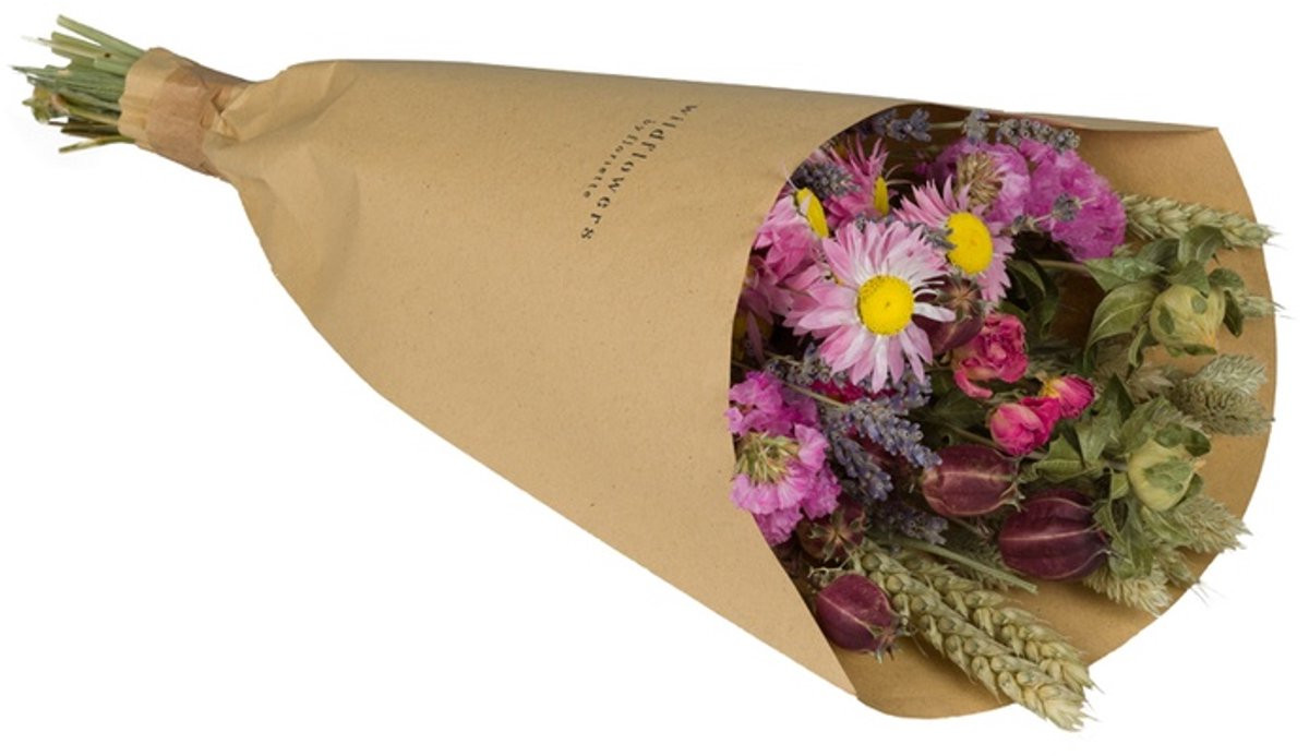 Floriëtte Wildflowers Field Bouquet - Roze - 35 cm - Droogbloemen Boeket