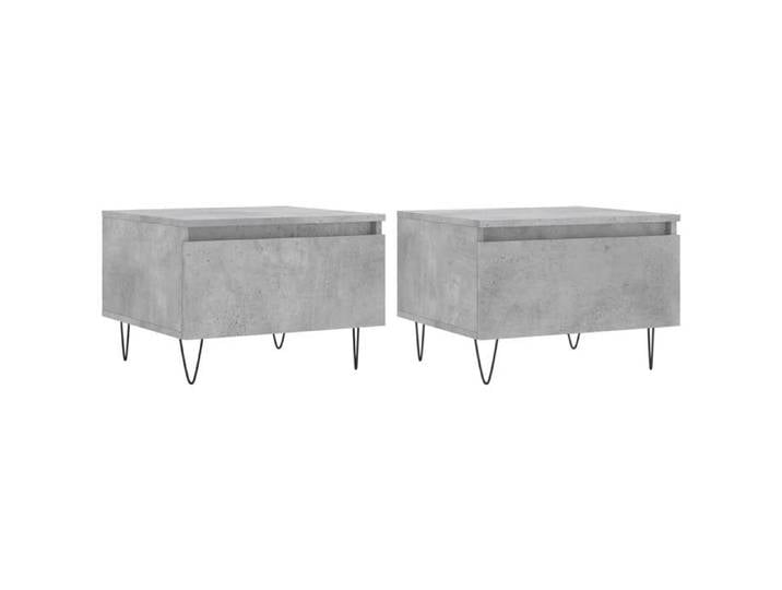 Lot de 2 tables basses appoint avec tiroir 50 x 46 x 35 cm bois d ingenierie gris et metal DEC040394