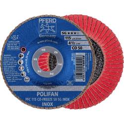 PFERD TOOLS 67711550 PFC 115 CO-FREEZE 50 SG INOX Fächerschleifscheibe Durchmesser 115 mm Bohrungs-Ø 22.23 mm Körnung (num) 50 Nickelbasislegierung,