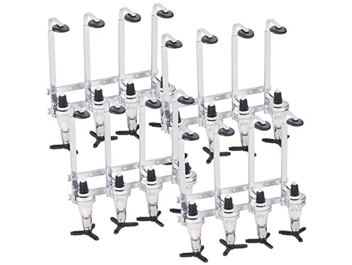 Rosenstein & Söhne Flaschen-Halter: 4er-Set Aluminium-Flaschenhalter und Dosierer, je 4-fach, Wandmontage (Flaschenhalter mit Portionierer, Bar zur Wandmontage)