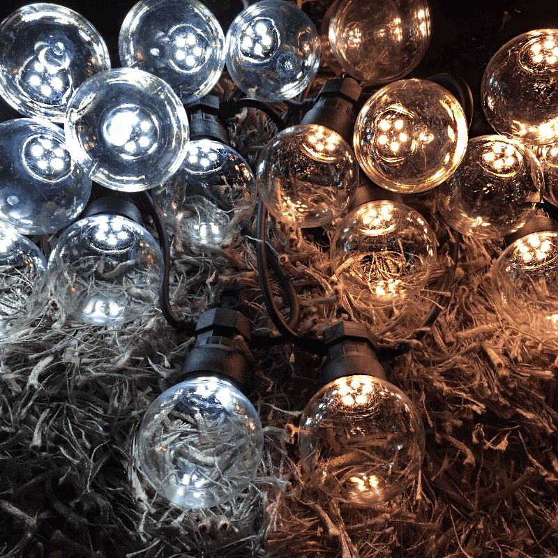 Optonica Guirlande Guinguette LED 8M 10pcs 3W IP65 - Câble Noir - Blanc Chaud 2300K - 3500K