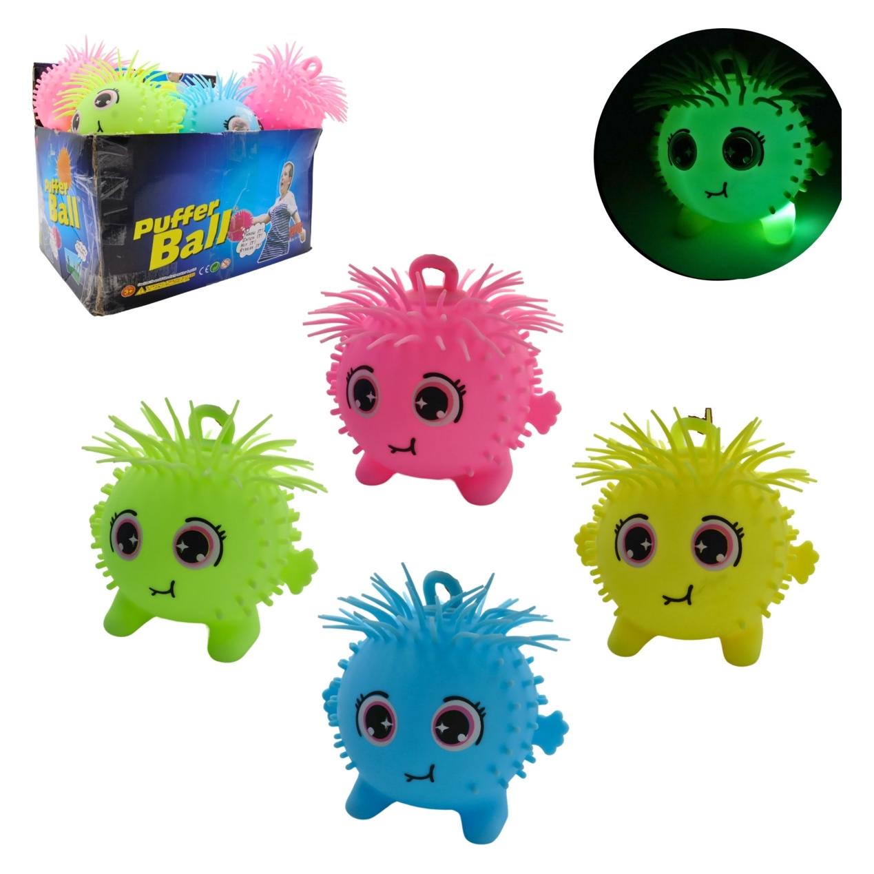 Magni Puffer Ball Monster mit Licht grün, pink, gelb, blau 16cm 4fach sortiert (47568805)