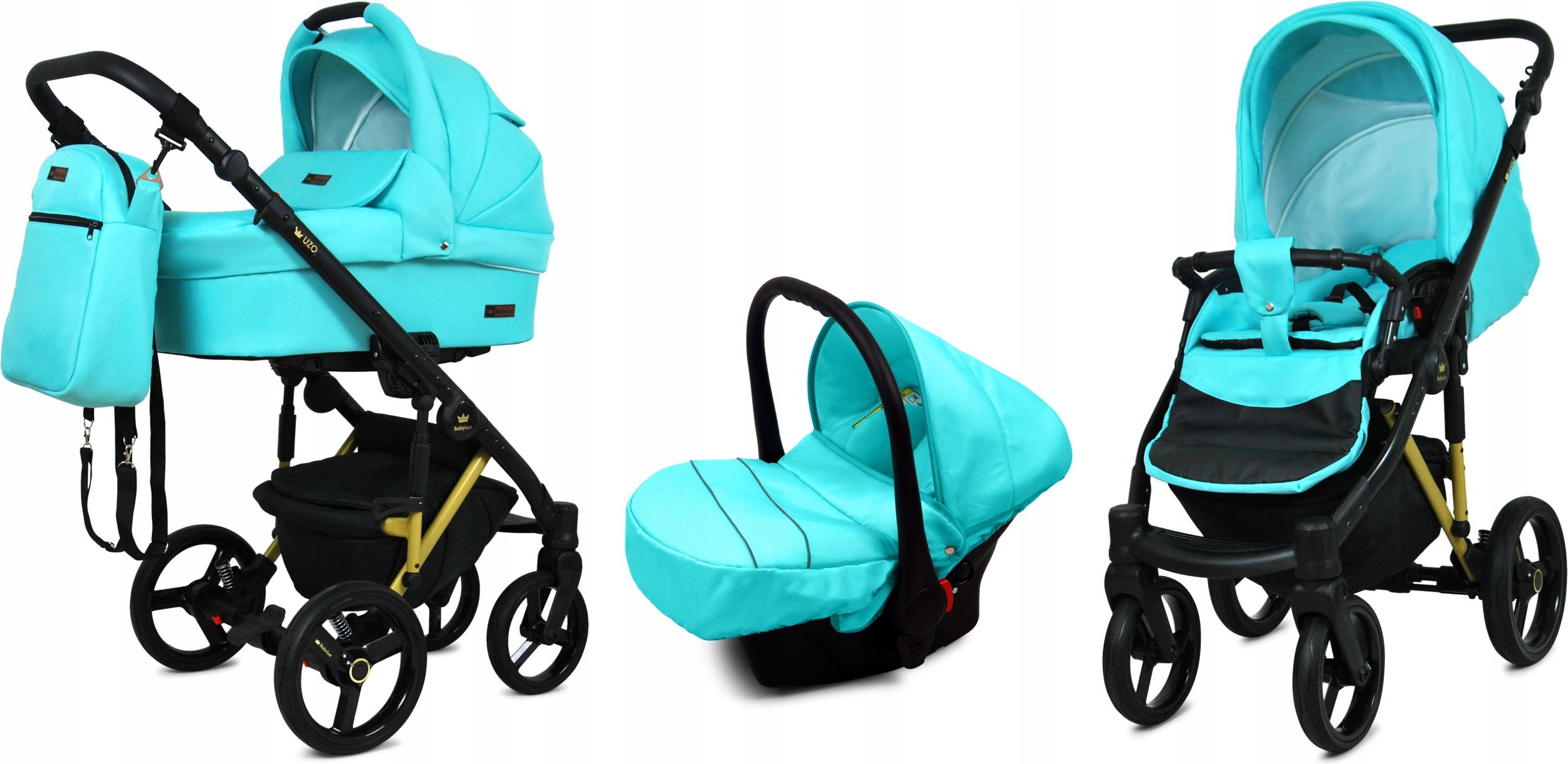 BabyLux UZO | 3in1 Kinderwagen Set | Mint | Kombikinderwagen | Kinderwagenset | Buggy + Babywan