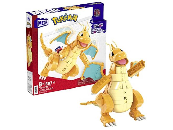 MEGA Pokémon, bouwspeelgoed voor kids, Dragonite, beweegbare figuur in groot formaat, met bewegende bouwsteen voor geïntegreerde bewegingen, HKT25