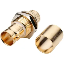 HICON BNC 3G-SDI Crimp-Einbaubuchse, Masse isoliert, gerade, gold