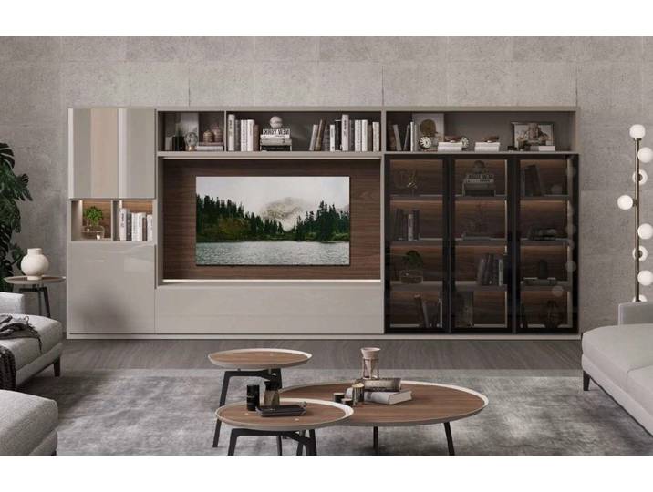 Xlmoebel TV-Wand Moderne Wohnwand mit Glastüren in elegantem Design, (1-St., Wohnwand), Hergestellt in Europa