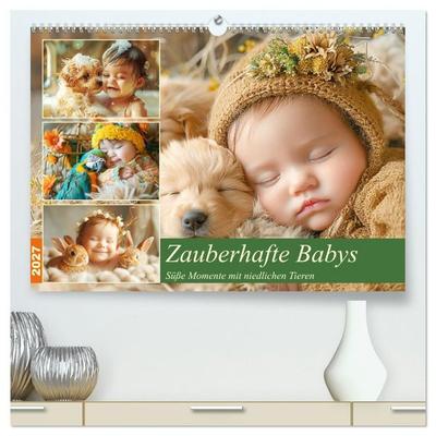 Zauberhafte Babys. Süße Momente mit niedlichen Tieren (hochwertiger Premium Wandkalender 2027 DIN A2 quer), Kunstdruck in Hochglanz
