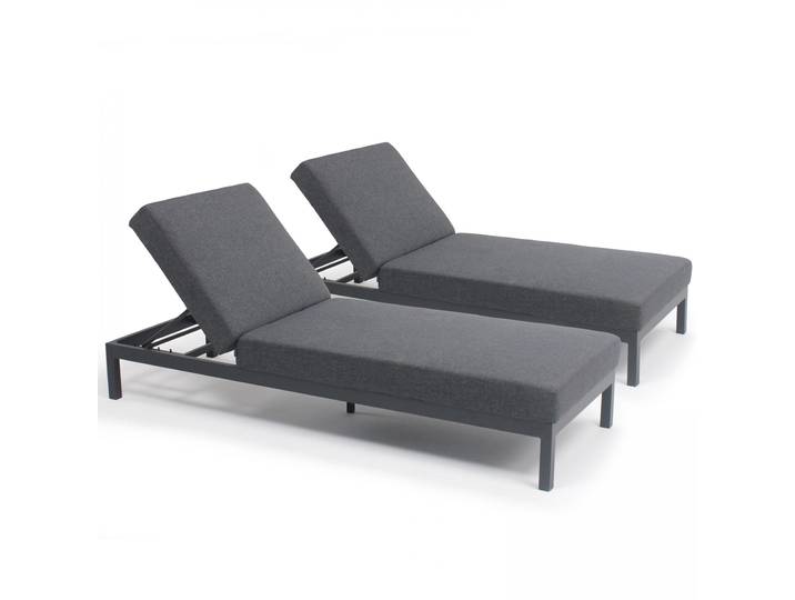 Oviala - Bains de soleil aluminium inclinables 5 positions avec coussin - Lot de 2