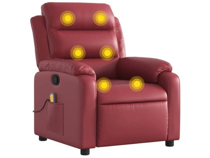 vidaXL Massagestoel verstelbaar kunstleer wijnrood, fauteuil, relaxstoel, slaapfauteuil, relaxfauteuil, fauteuil stoel, leren fauteuil, tv-stoel