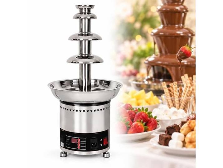 Beheizter Schokoladenfondue-Brunnen, 4–7 Etagen aus Edelstahl Mit digitaler Temperaturregelung, for Party-Buffet-Servierstation(4Tiers)