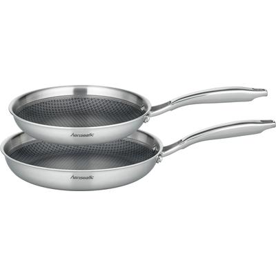 Pfannen-Set HANSEATIC "hanseatic", silber, Ø:28cm, Pfannen, Dreischicht-Material, Edelstahl-Wabenstruktur, Induktion