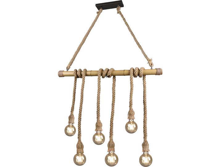 REALITY LEUCHTEN Pendelleuchte Wilma , braun, 6, H: 150cm, Leuchten, Pendelleuchte
