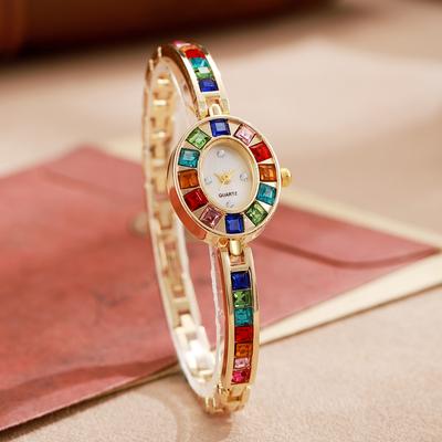 Fashion Sheath Luxury Rhinestone Fashion Bracelet Quartz Watch For Women multicolor