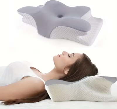 Healfit Counter Light Gray Memory Foam Cervical Pillow, Neck Shoulder Relief, Perfect Gift, Ideal For Side Stomach Back Sleepers gray