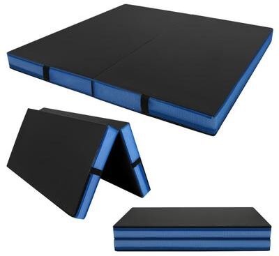 Costway 4ft x 4ft x 4in Bi-Folding Gym Mat with Handles and Cover-Black