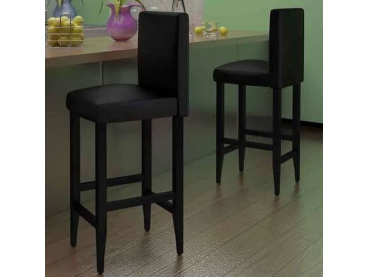 HOME-MARKET - Lot de 2 Chaises de Bar - Tabourets Hauts - Noir Similicuir FR7804
