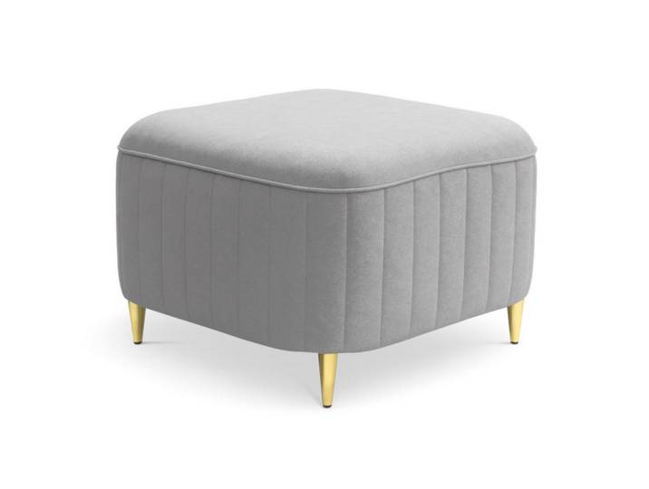 Sepro Meble Pouf Hellgrau Loren Stoff Castel Goldene Beine, Grau, 60x41x60 cm, Wohnzimmer, Sessel, Hocker & Hockerbänke, Poufs