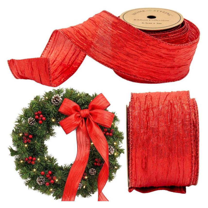 Koopman CRIMPED RIBBON 6.3CMx3M RED (66069270)