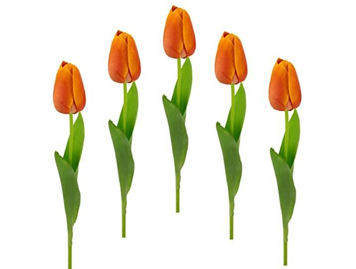 Flair Flower Real Touch Tulpen Tulpenknospen Tulpenbündel Tulpenbund Blüten Frühjahrsdeko Frühlingsdeko Künstliche Einzeltulpe Orange 67x4x4 cm