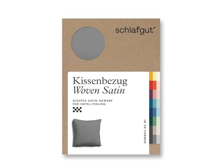 schlafgut Woven Satin Kissenbezug 40x40cm Grey Mid, Hotelqualität seidig
