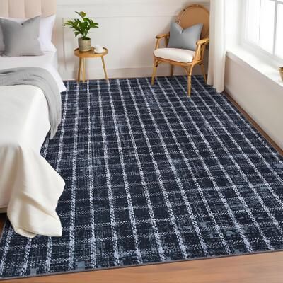 Garvee Distressed Geometric Checkered Area Rug