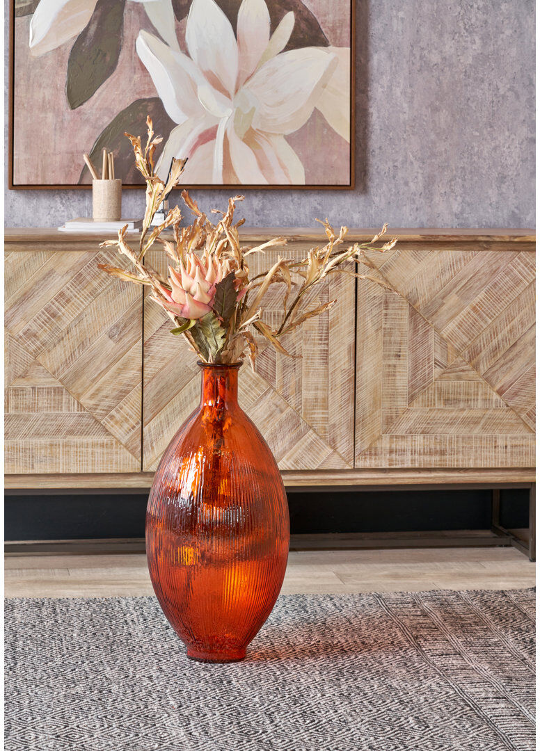 World Menagerie Glass Floor Vase 1 Orange 59cm H X 29cm W X 29cm D