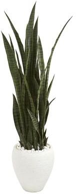 Nearly Natural "51"" Sansevieria Artificial Plant in White Planter"