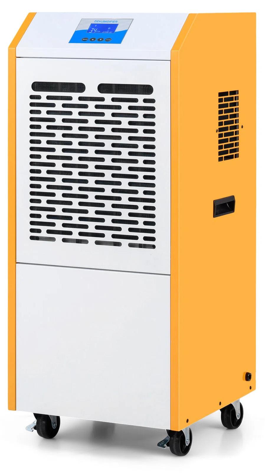 KOMFOTTEU Luftentfeuchter Industrie 90 Liter, Bautrockner mit Pumpe, Ablaufschlauch und Rädern, Automatische Abtauung, 24 Stunden Timer, für bis zu 120m² Keller Garage Bauwagen