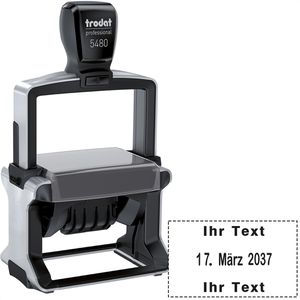 Trodat Datumstempel Professional 5480, schwarz, selbstfärbend, Abdruck 67 x 46 mm, Schrifthöhe 4 mm, bis 10 Zeilen Wunschtext
