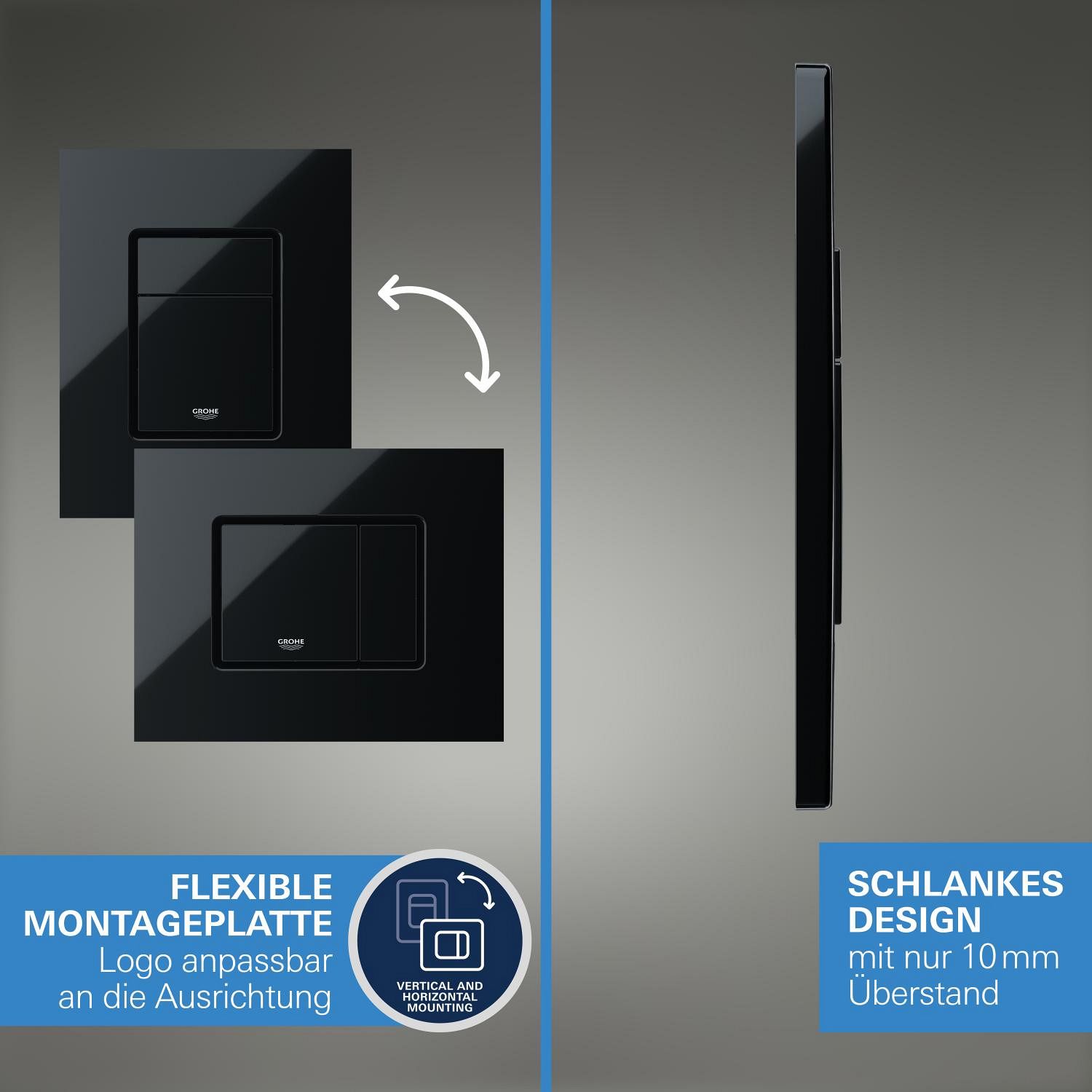 Grohe Even Abdeckplatte, Montagezubehör, 38966KV0, glänzend black