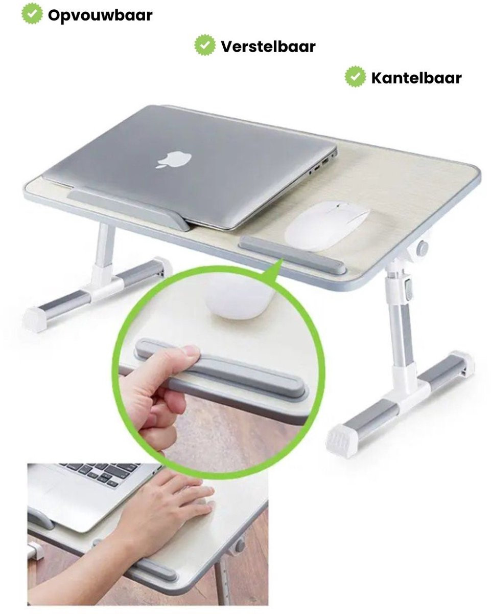 SmartQ Laptoptafel voor op bed - Kantelbare en verstelbare laptopstandaard - Wit