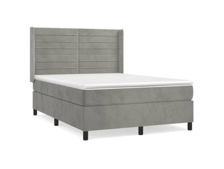 PUGYNBK Samtbett mit Taschenfederkernmatratze, 140 x 190 cm Verstellbares Kopfteil, mittlere Festigkeit, weicher Schutz, einfache Montage