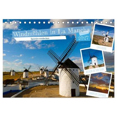 Windmühlen in La Mancha (Tischkalender 2027 DIN A5 quer), CALVENDO Monatskalender