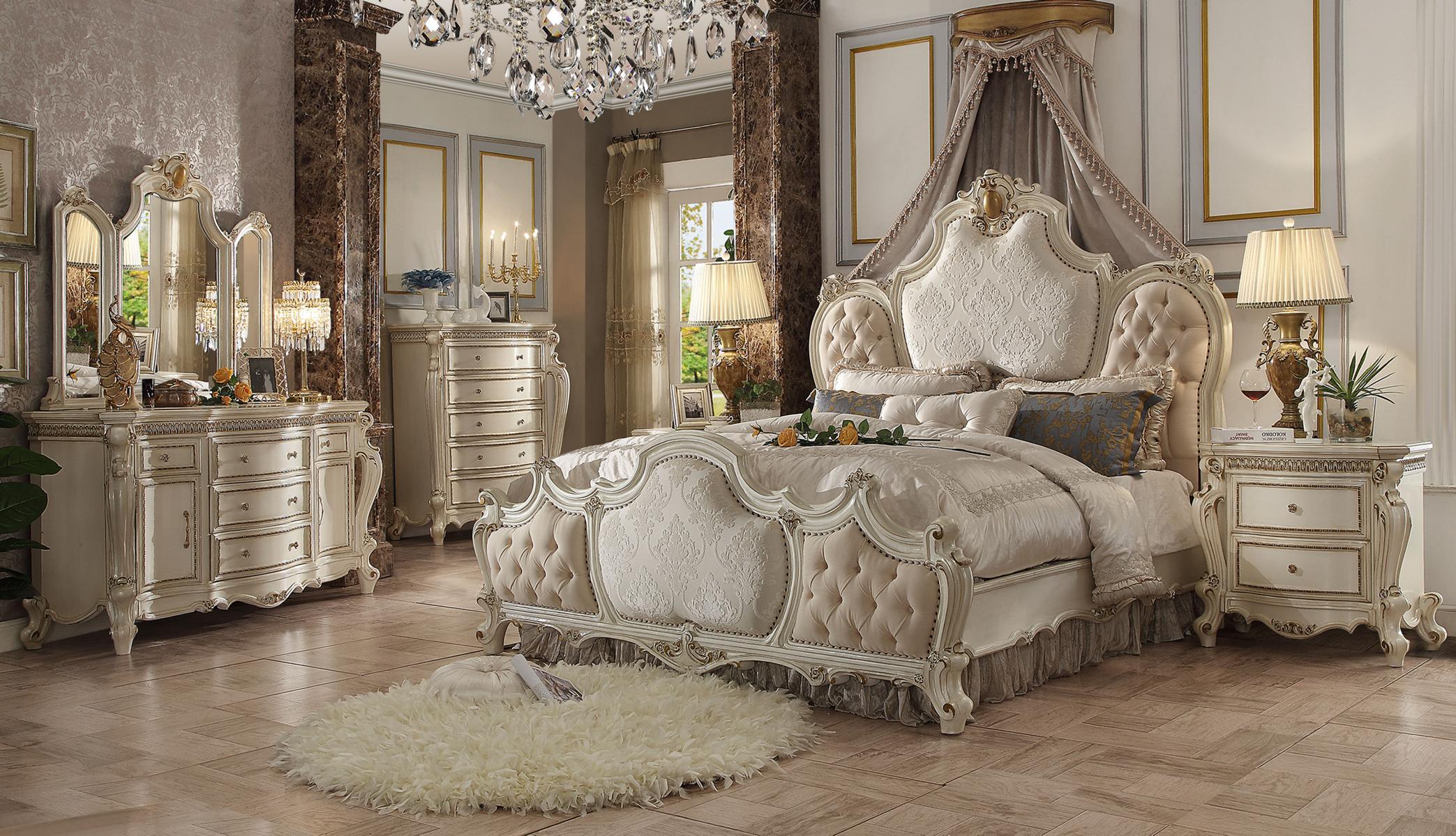 Klassisches Bett Barock Rokoko Chesterfield Stil Doppel Leder Hotel Antik Betten