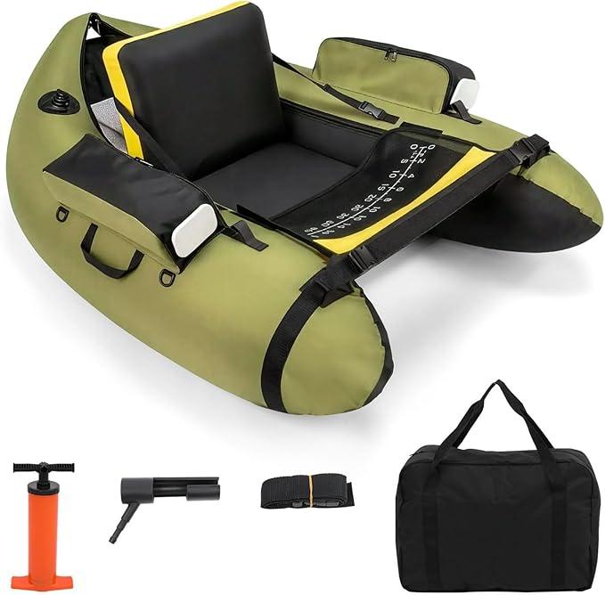 Aufblasbares Schlauchboot, Angelboot mit Pumpe, Fischerboot mit Angelrutenhalter, Verstellbaren Gurten, Aufbewahrungstasche, Tragkraft 150 kg