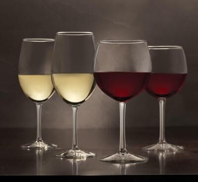 Libbey Vineyard Reserve 12-Piece Wine Glass Party Set for Chardonnay and Merlot/Bordeaux - Set of 12