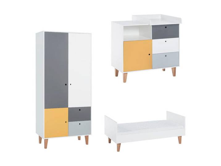 Petits-meubles Babyzimmer 3-teilig gelb, Gelb, 144.5x97x75 cm, Babymöbel & Kindermöbel, Babyzimmer