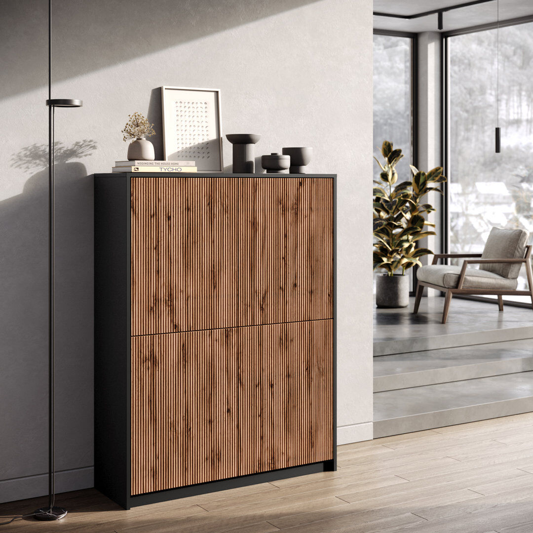 Brayden Studio Bokamp 292.1cm Sideboard Black/Brown 381cm H X 292.1cm W X 96.52cm D