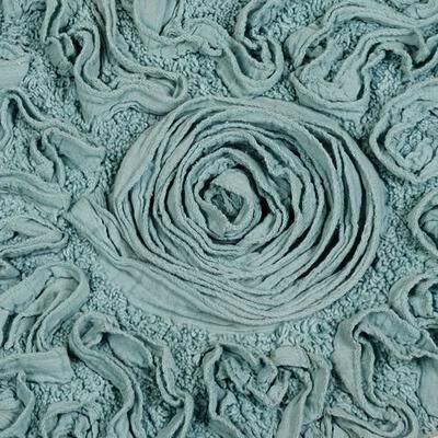 Home Weavers Inc "Bellflower Round Bath Rug 30"" Round, 30"" Round, Aqua"
