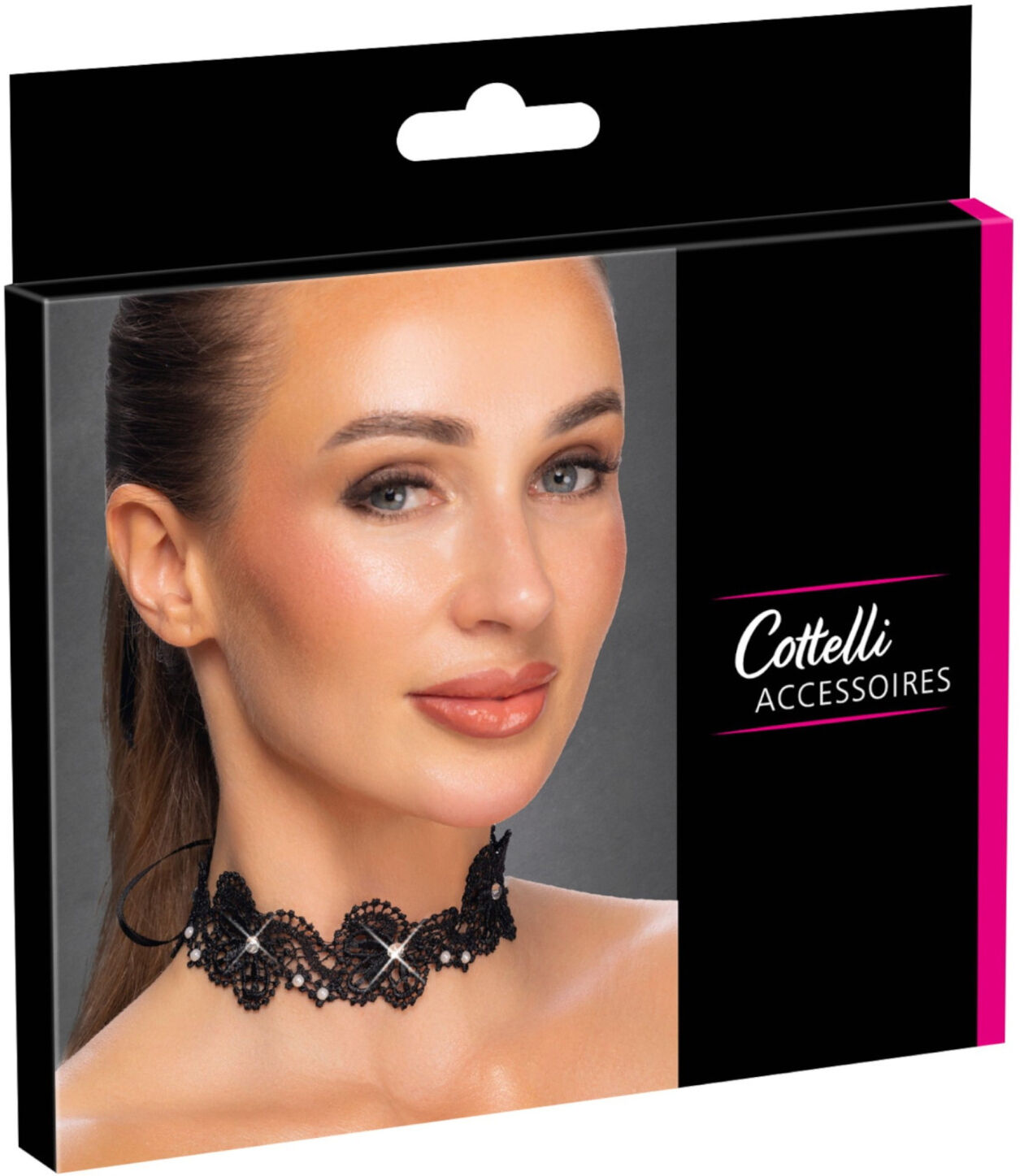 Cottelli - Lace & Beaded Choker (Black)