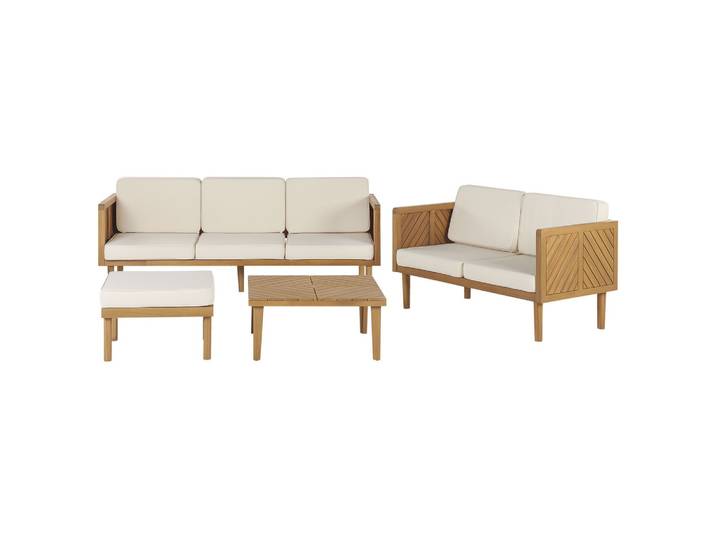 LOUNGE-SET Akazienholz 4-sitzer Hellbraun Baratti