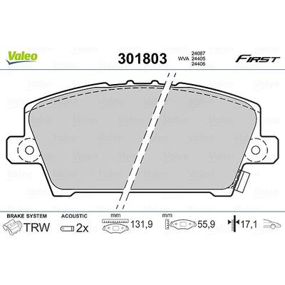 Valeo Bremsbelagsatz, Scheibenbremse [Hersteller-Nr. 301803] für Honda