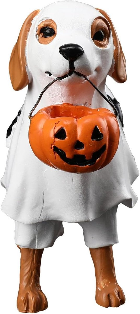 Spookhond Halloween Figuur voor Tafeldecoratie - Multicolor - Breedte: 15 cm