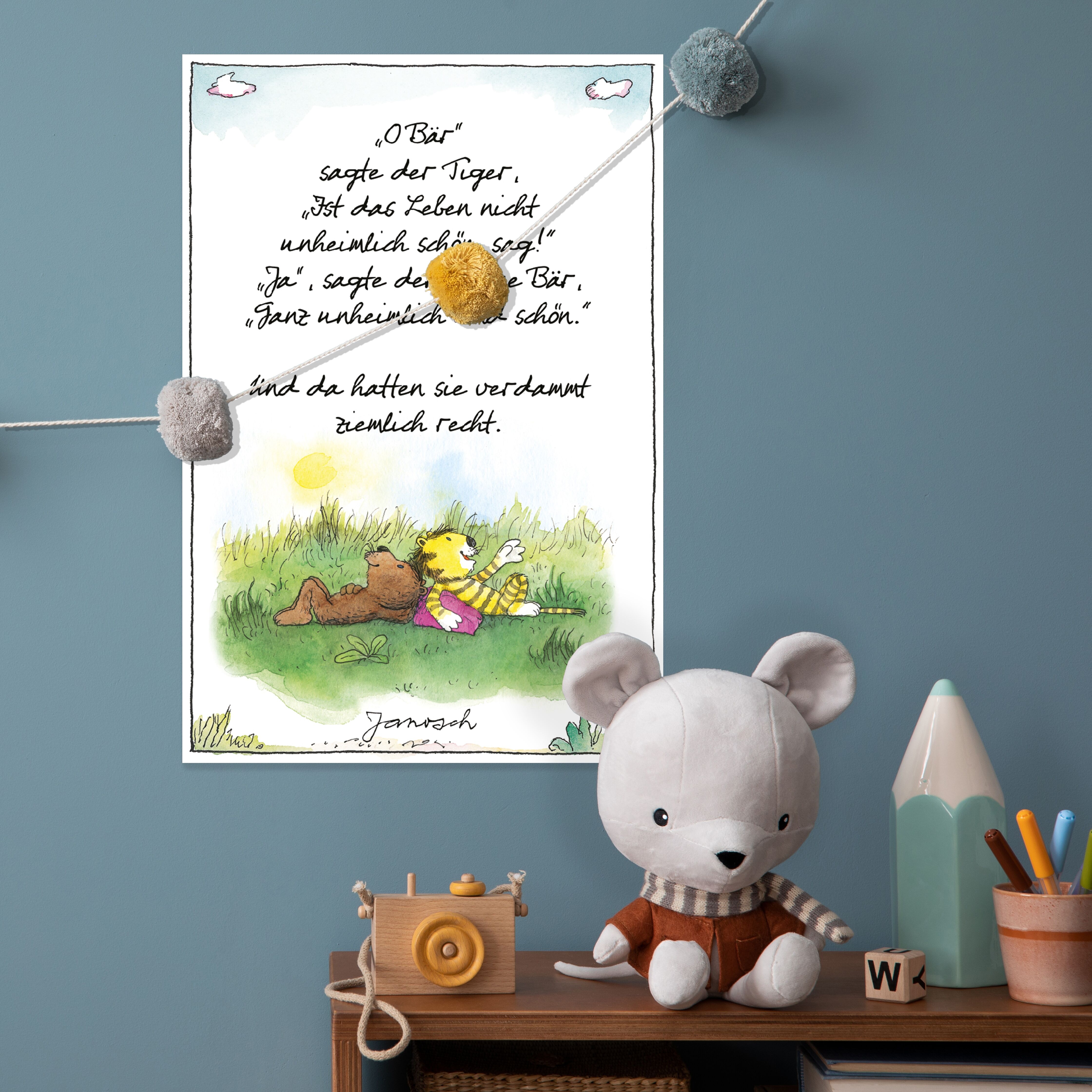 Wanddekoobjekt LUCKYLINDE "Der kleine Tiger und der kleine Bär - JANOSCH Zitat", bunt, B:20cm H:30cm T:0,3cm, Blech, Wanddekoobjekte, Exklusive JANOSCH Kindermotive, Stahlschild
