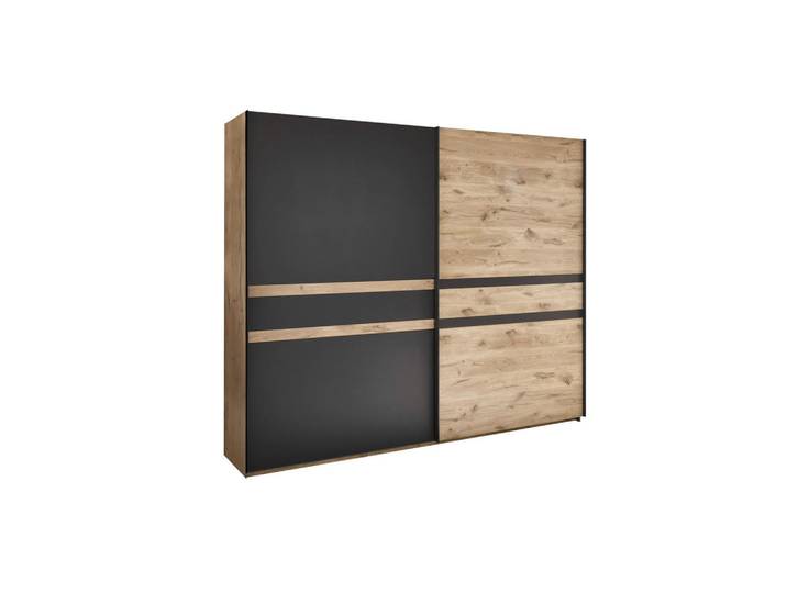 Xora Schwebetürenschrank, Graphit, Eiche, 6 Fächer, 270x228x60 cm, Beimöbel erhältlich, Schlafzimmer, Kleiderschränke, Schwebetürenschränke