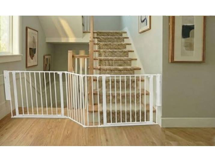 Safetots Zwei-Tür-Treppenschutzgitter Set, Weiß, 272cm Gesamtlänge, Schraubmontage, 70cm Höhe