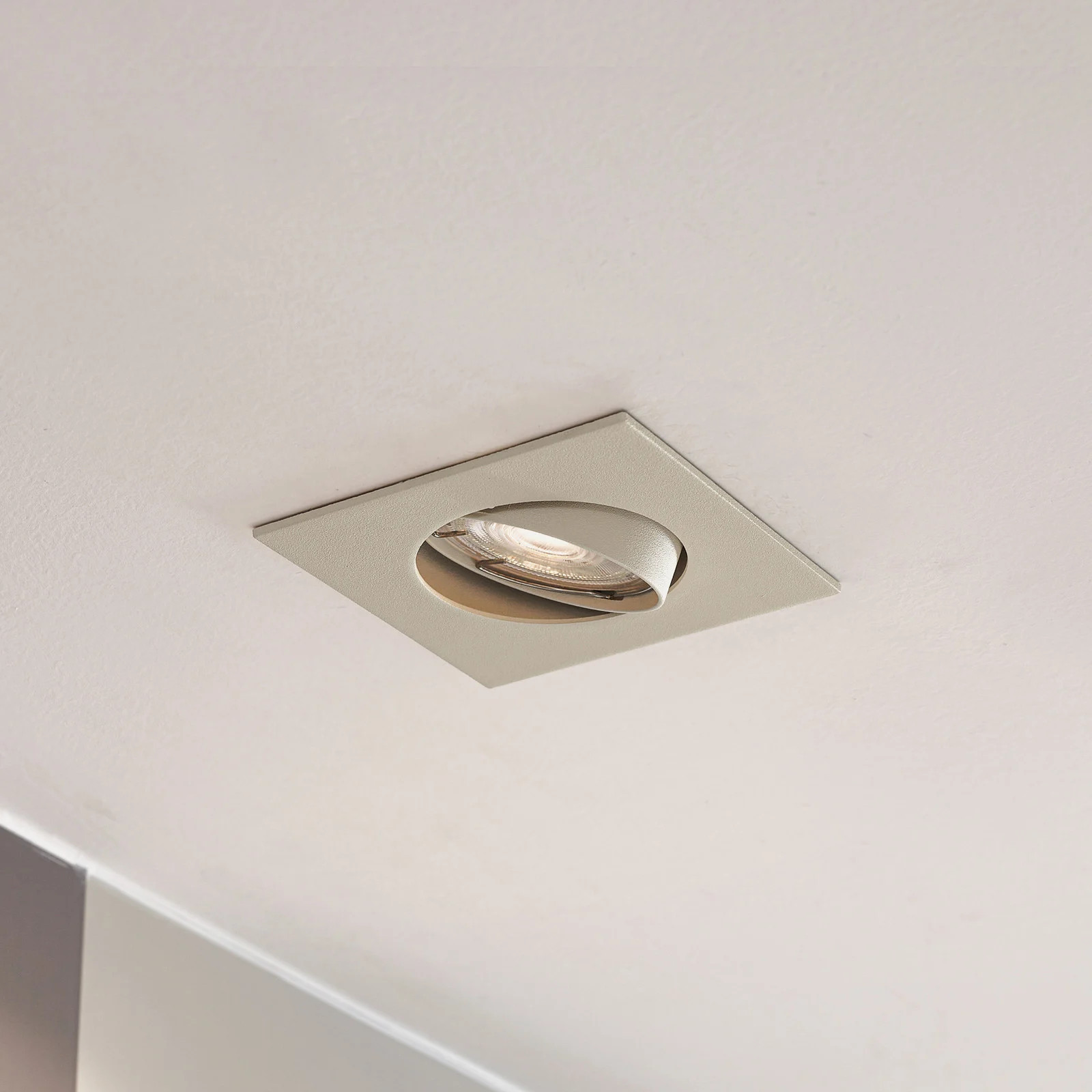 PRIOS Fibur inbouwlamp beige modern vierkant metaal GU10